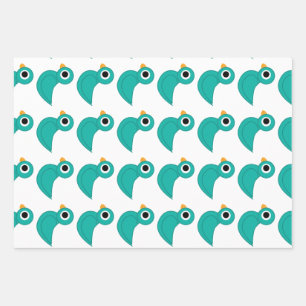 Cute blue bird wrapping paper sheet
