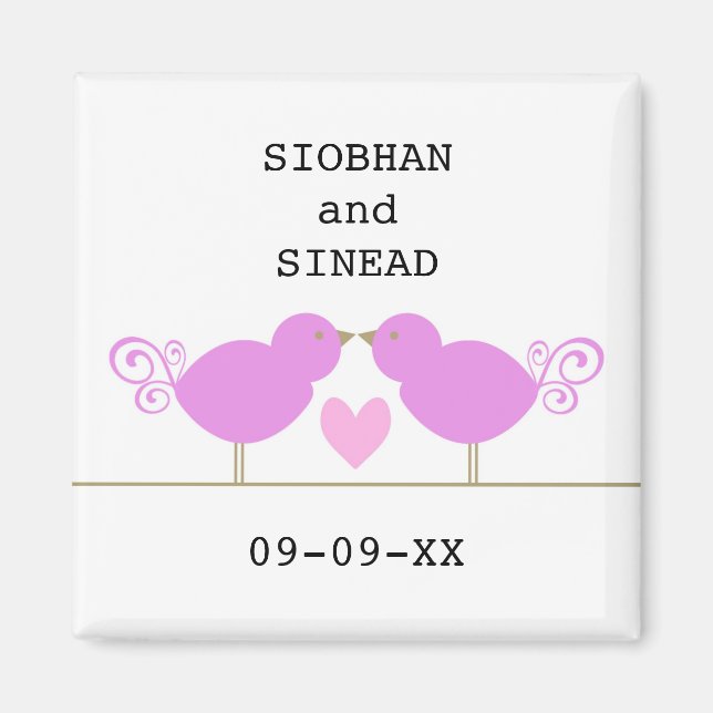 Cute Blue Birds Lesbian Special Date Magnet (Front)