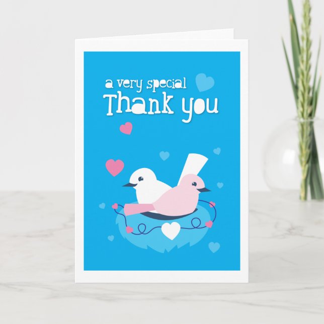 cute blue birds love very special thank you! you card (Front)