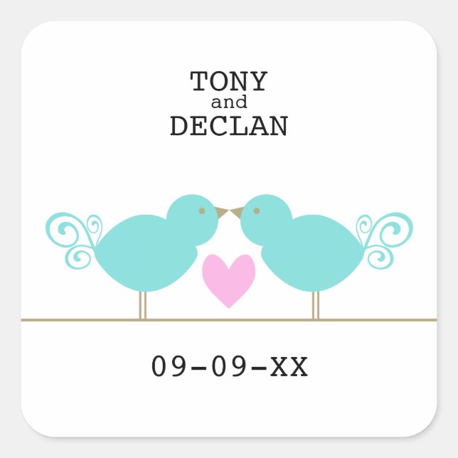 Cute Blue Birds Special Date Stickers (Front)