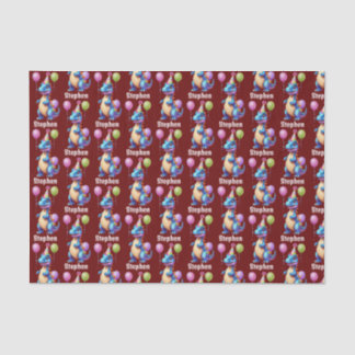 Cute blue birthday dinosaur tissue paper