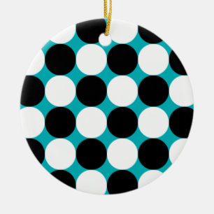 Cute blue black and white dots vector pattern ceramic tree decoration
