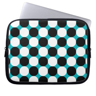Cute blue black and white dots vector pattern laptop sleeve