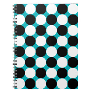 Cute blue black and white dots vector pattern notebook