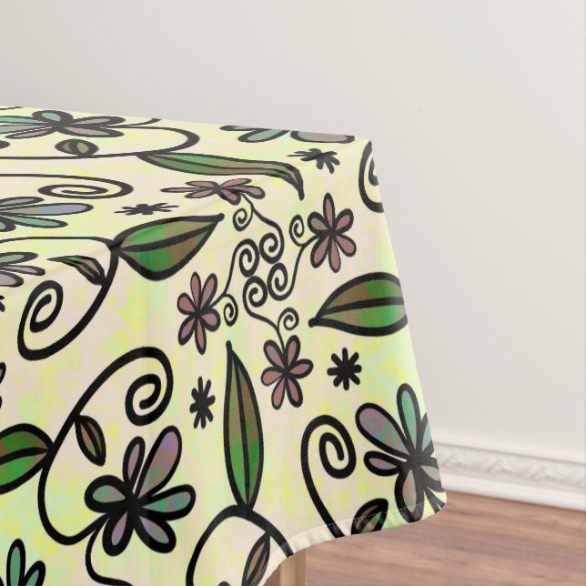 Cute Blue Boho Daisy Drawing  Tablecloth (In Situ)