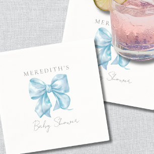 Cute Blue Bow Baby Shower Napkin