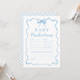 Cute Blue Bow Boy Baby Shower Baby Prediction Game Invitation