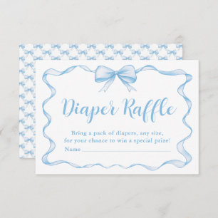 Cute Blue Bow Boy Ribbon Baby Shower Diaper Raffle Enclosure Card