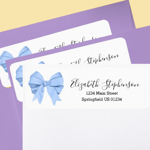 Cute Blue Bow Custom Return Address Label