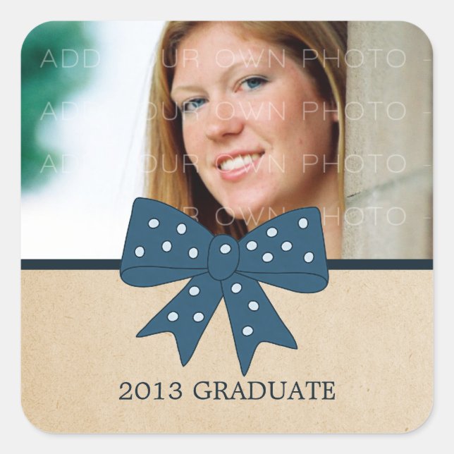Cute Blue Bow Graduation Stickers (Front)