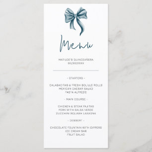 Cute Blue Bow Quinceañera Menu