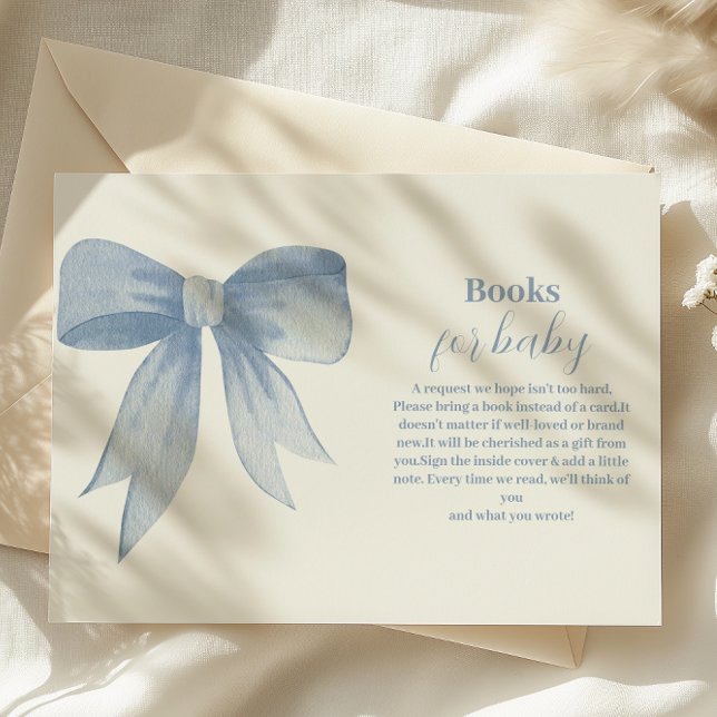 Cute Blue Bow Ribbon Baby Boy  Books for Baby Enclosure Card (Creator Uploaded)