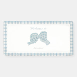 Cute blue bow ribbon baby shower banner