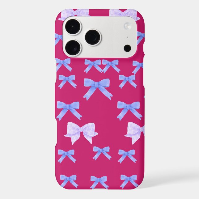 Cute Blue Bows on Hot Pink (Back)