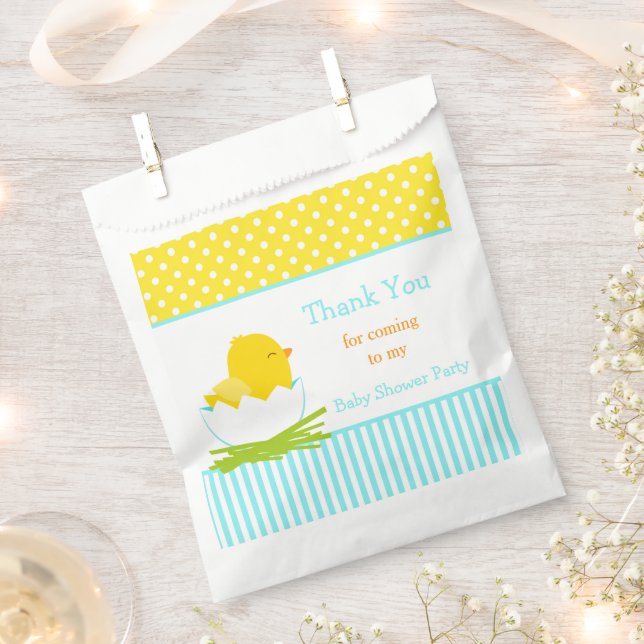 Cute Blue Boy Chick Shower Party Favour Bag (Clipped)