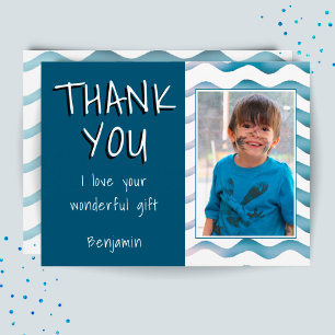 Cute Blue Boy Thank you Birthday Photo Postcard