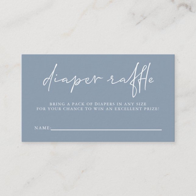 Cute Blue Boys Baby Shower Diaper Raffle  Enclosure Card (Front)