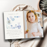 Cute Blue Boys Dog Any Age Birthday Photo Party