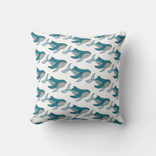 Cute Blue Boys Whale Pattern Cushion