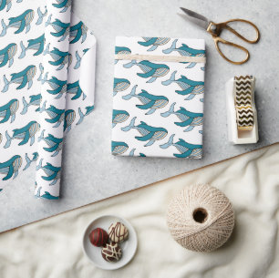 Cute Blue Boys Whale Wrapping Paper