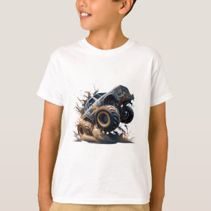 Cute Blue Brown Big Race Monster Truck Kids' T-Shirt