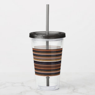 Cute blue brown stripes acrylic tumbler
