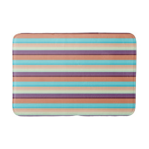 Cute blue brown stripes bath mat