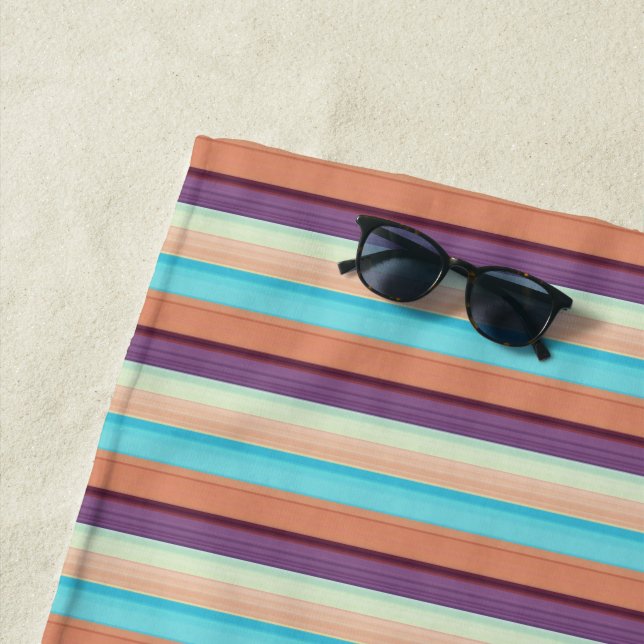 Cute blue brown stripes beach towel (In Situ)