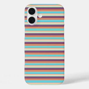 Cute blue brown stripes iPhone 16 plus case