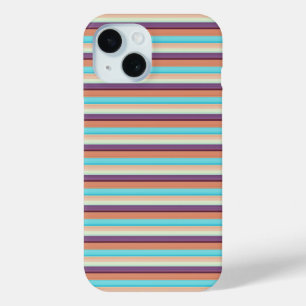 Cute blue brown stripes  iPhone 15 case