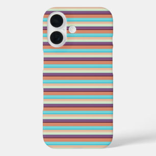 Cute blue brown stripes iPhone 16 case