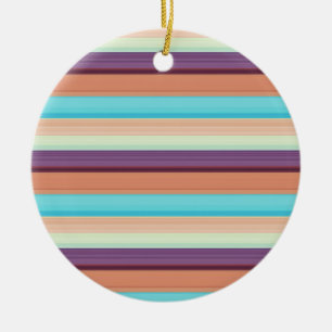 Cute blue brown stripes ceramic ornament
