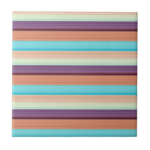 Cute blue brown stripes  ceramic tile