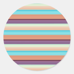 Cute blue brown stripes classic round sticker