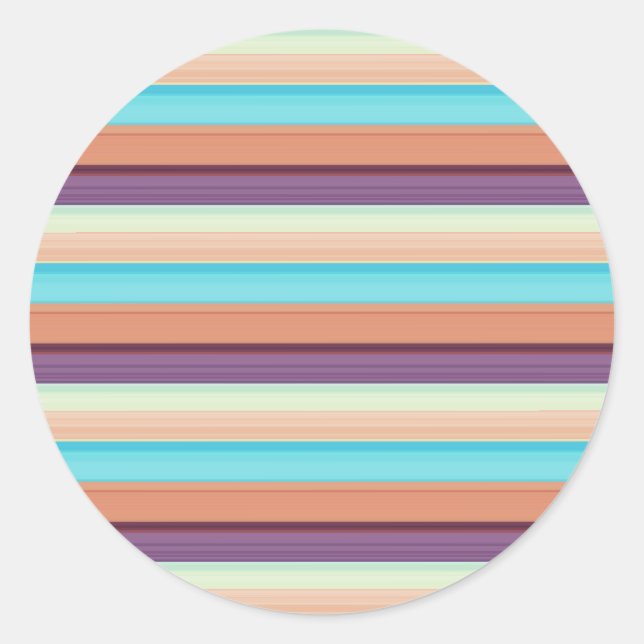 Cute blue brown stripes  classic round sticker (Front)