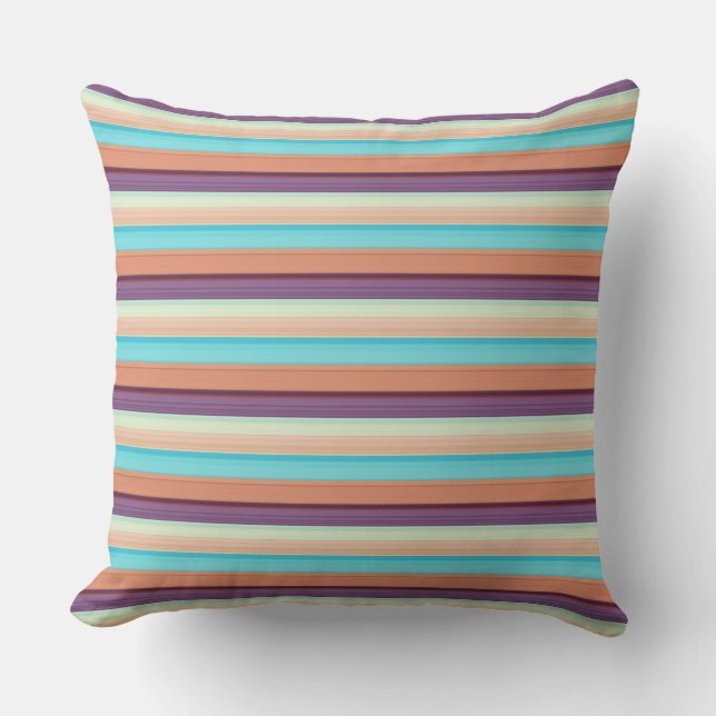Cute blue brown stripes  cushion (Front)