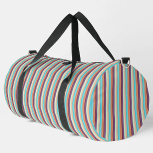 Cute blue brown stripes duffle bag
