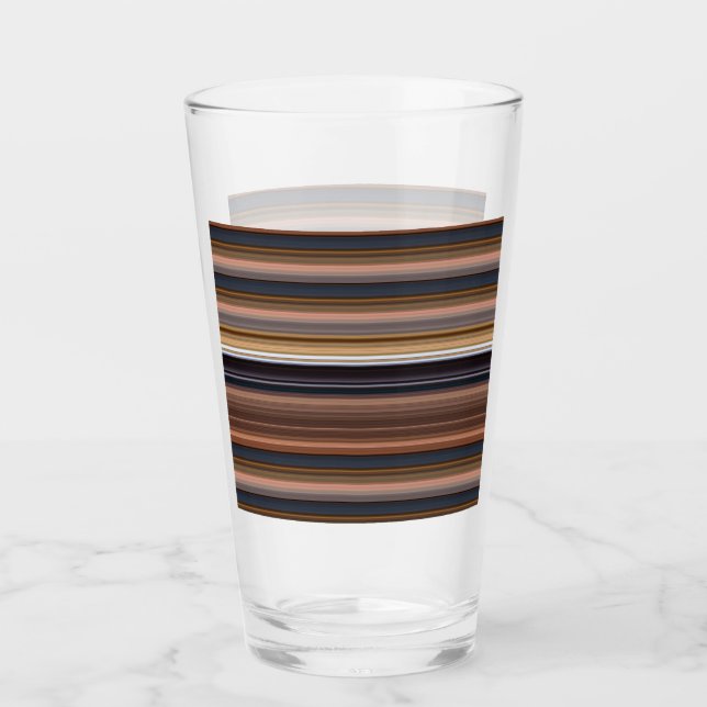 Cute blue brown stripes glass (Front)