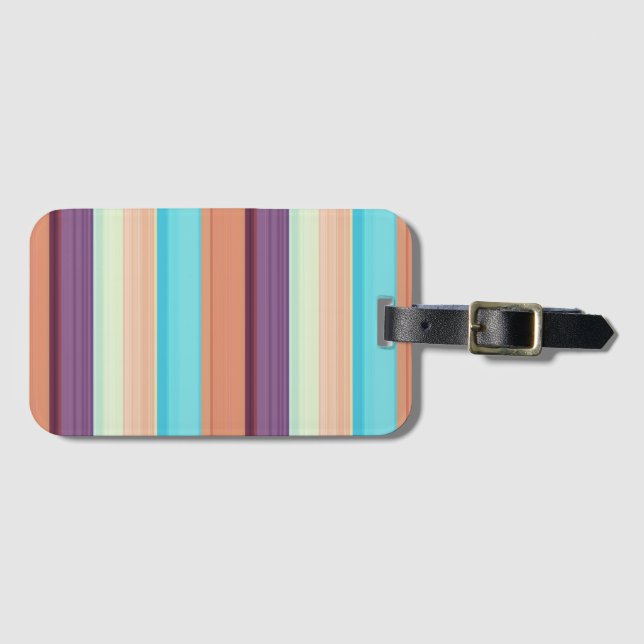 Cute blue brown stripes  luggage tag (Front Horizontal)
