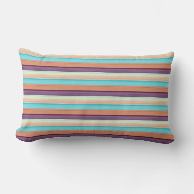 Cute blue brown stripes  lumbar cushion (Front)