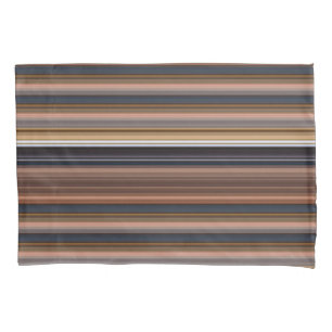 Cute blue brown stripes pillowcase