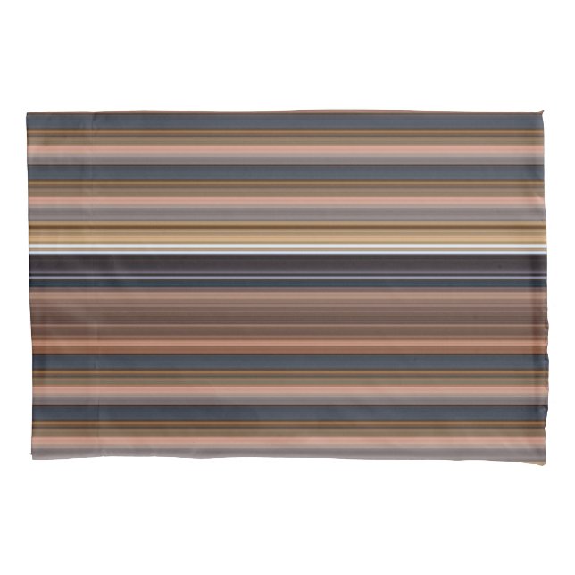 Cute blue brown stripes pillowcase (Front-Left)
