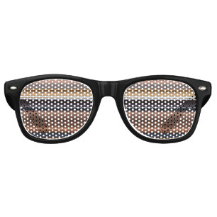 Cute blue brown stripes retro sunglasses