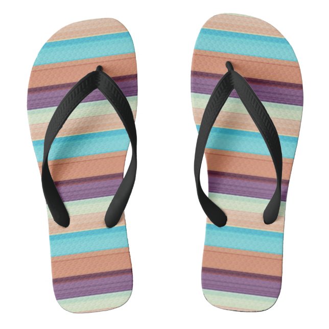 Cute blue brown stripes  thongs (Footbed)