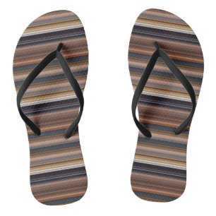 Cute blue brown stripes thongs