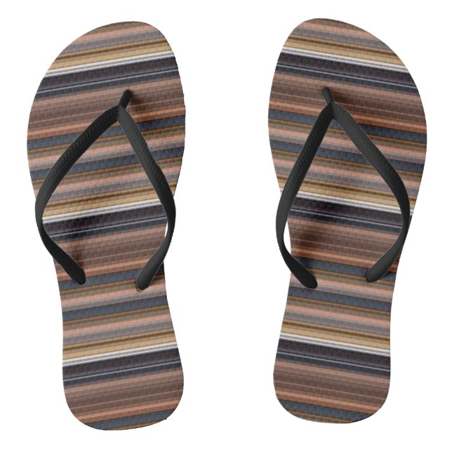 Cute blue brown stripes thongs (Footbed)