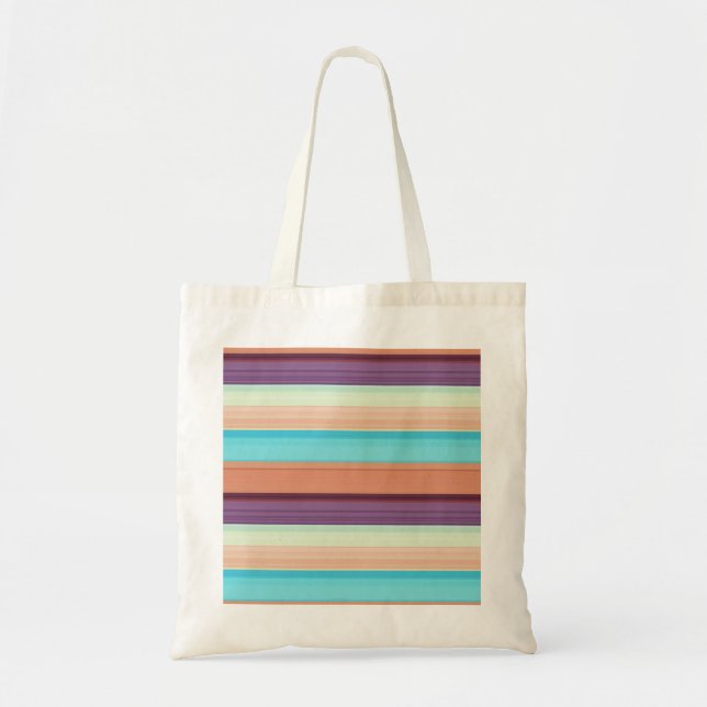 Cute blue brown stripes throw pillow tote bag (Front)