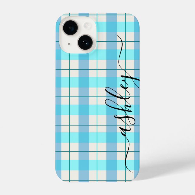 Cute Blue Buffalo Plaid iPhone Case (Back)