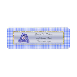Cute Blue Bunny Baby Shower Return Address Label