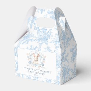 Cute Blue Bunny Crest French Baby Boy Shower Favour Box